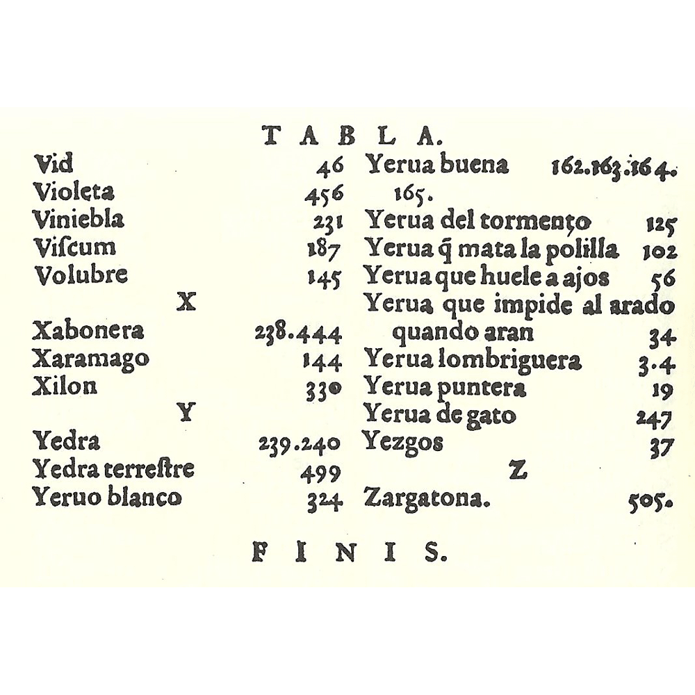 Hª yerbas plantas-Fuchs-Jarava-de Laet- Incunabula & Ancient Books-facsimile book-Vicent García Editores-3 Index z